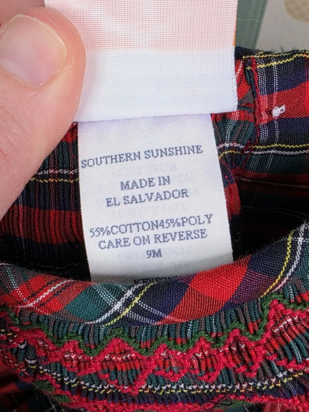 Southern Sunshine Red & Green Plaid Smocked Holiday Dress
